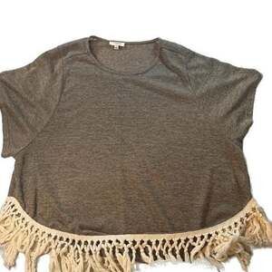 Umgee Women's Boho Fringe Short Sleeve Top